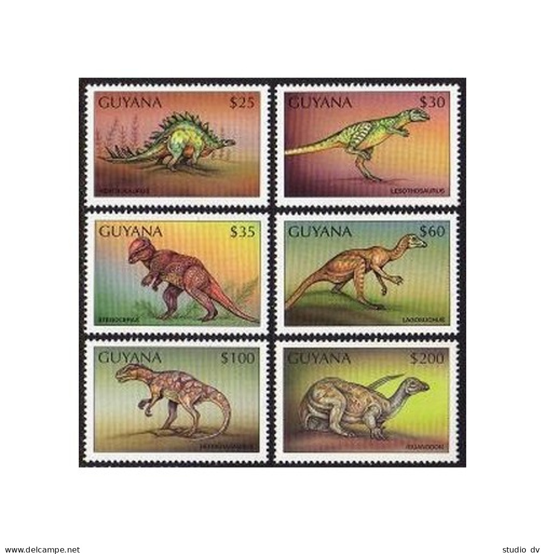 Guyana 3265-3270,3273-3274,MNH.  Prehistoric Wildlife,1998.Dinosaurs. - Guyane (1966-...)