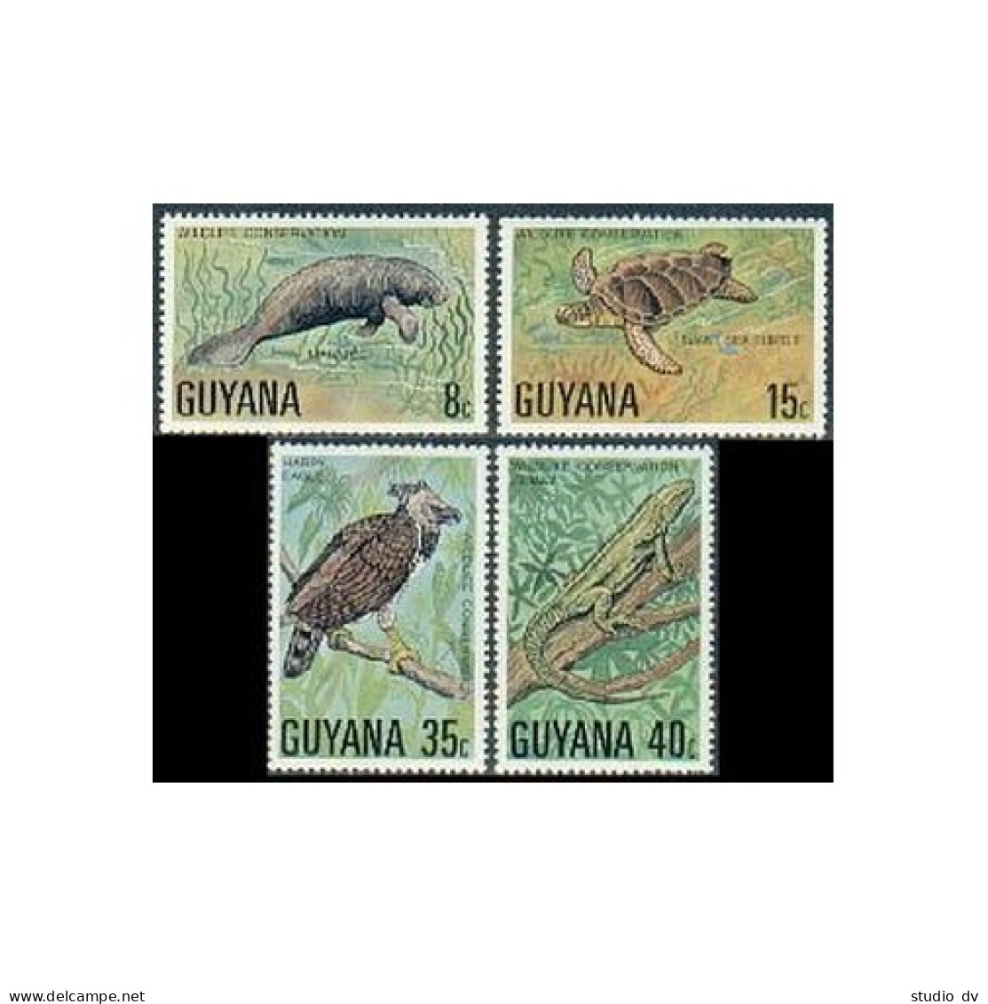 Guyana 267-270,MNH. Wildlife Conservation 1978.Manatee,Turtle,Harpy Eagle,Iguana - Guiana (1966-...)