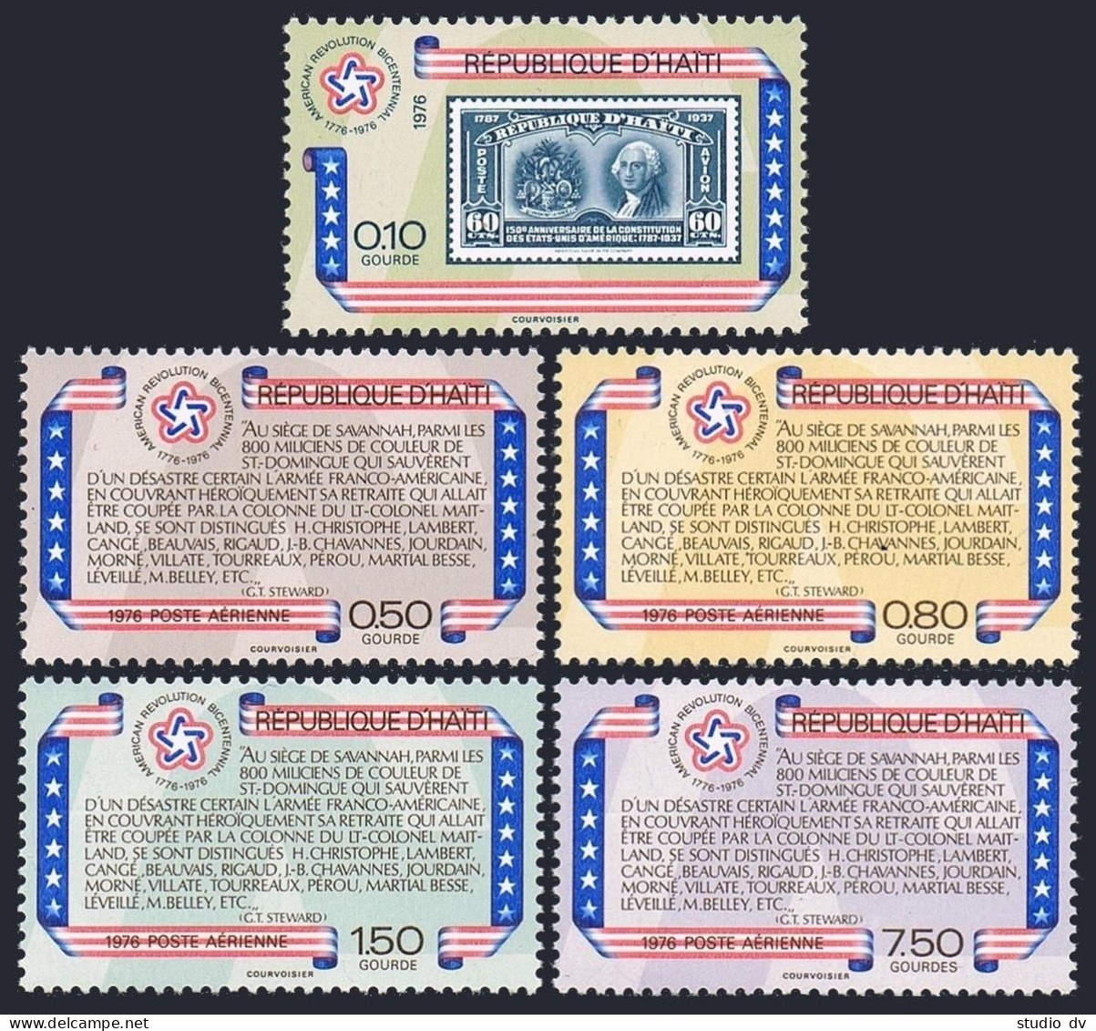 Haiti 696,C434-C437,hinged. Mi 1278-82. American Bicentennial, 1976. Washington. - Haïti