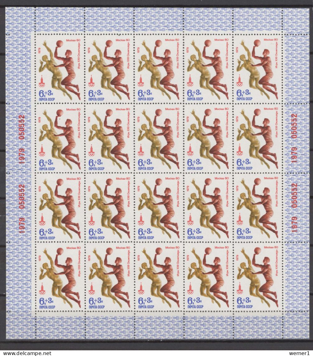 USSR Russia 1979 Olympic Games Moscow, Football Soccer, Basketball, Volleyball, Handball, Hockey Set Of 5 Sheetlets MNH - Estate 1980: Mosca