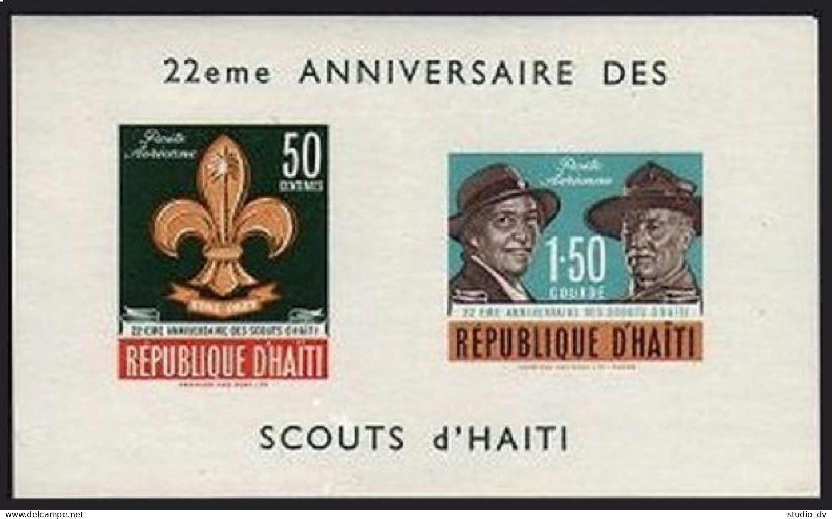 Haiti C195a,lightly Hinged. Scouting,22th Ann.1962.Lord And Lady Baden-Powell. - Haïti