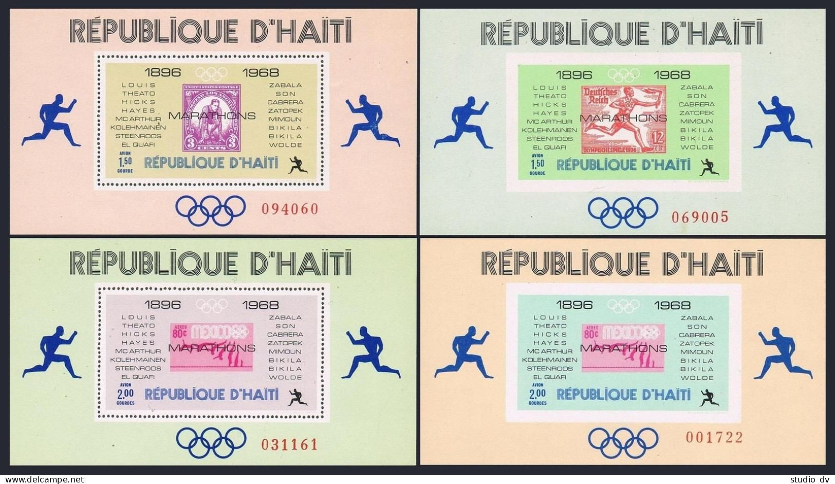 Haiti 616A-616O,616 P-Q,MNH.Mi 1028-1043,Bl.3538-. Olympic Marathon Winners,1969 - Haiti