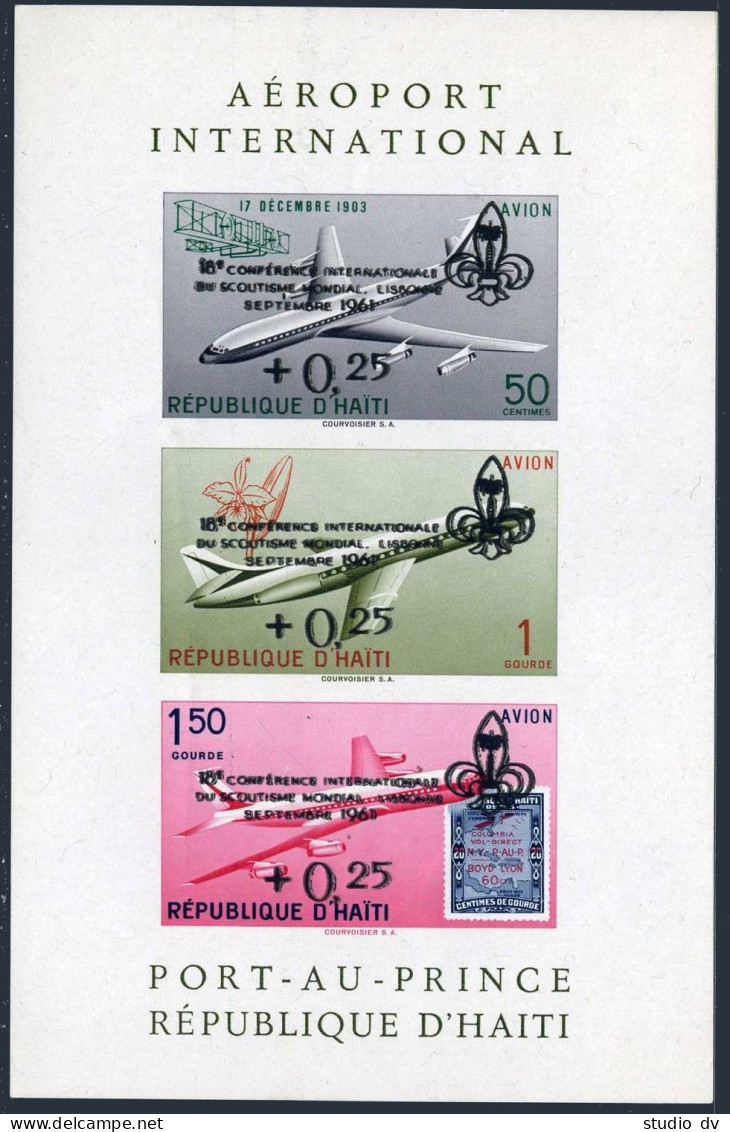 Haiti CB32-CB34,CB34a Sheet,MNH.Michel 678-680,Bl.22. Scouting.Airplanes.1961. - Haiti