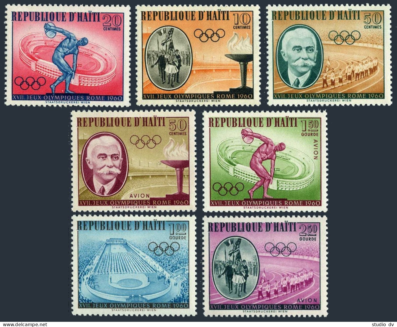 Haiti 462-C165,C165a,MNH.Michel 629-635,Bl.14. Olympics Rome-1960.Stadium. - Haiti