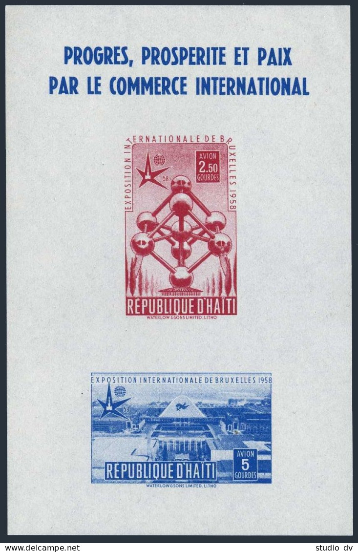 Haiti C114a Sheet, MNH. Michel Bl.7. Brussels Fair, EXPO-1958. Atomium. - Haïti