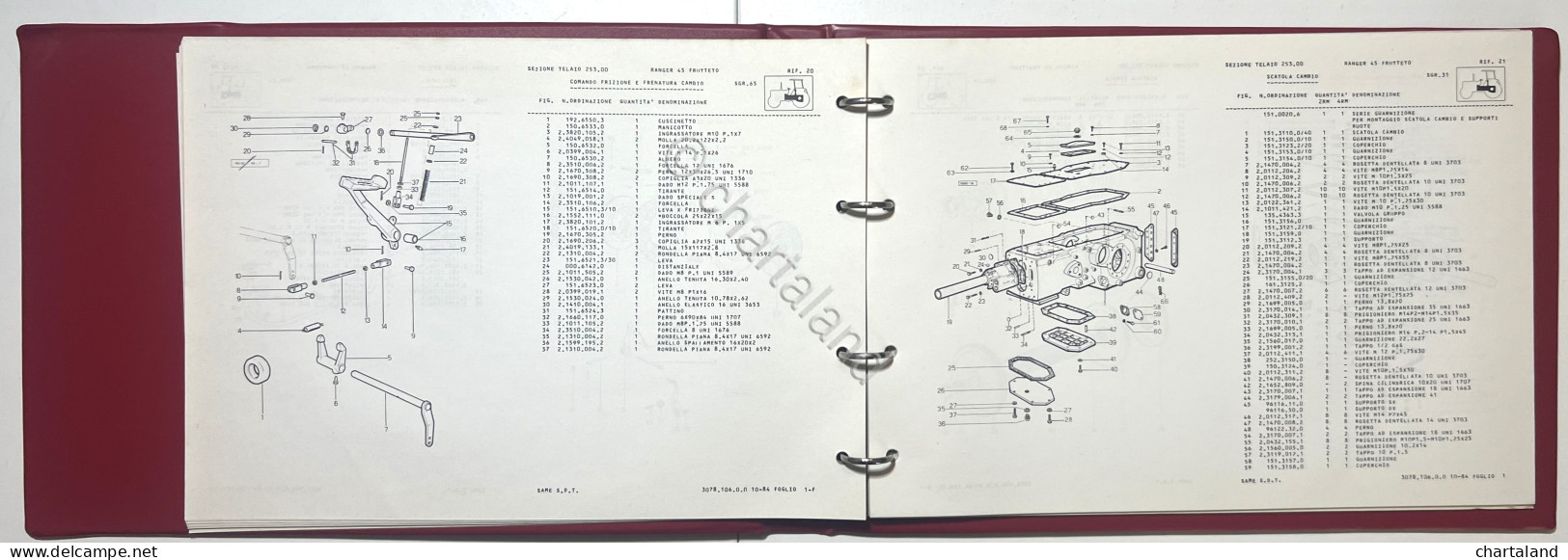 Catalogo Parti Di Ricambio Originali SAME Trattori - Ranger 45 Frutteto - 1984 - Andere & Zonder Classificatie