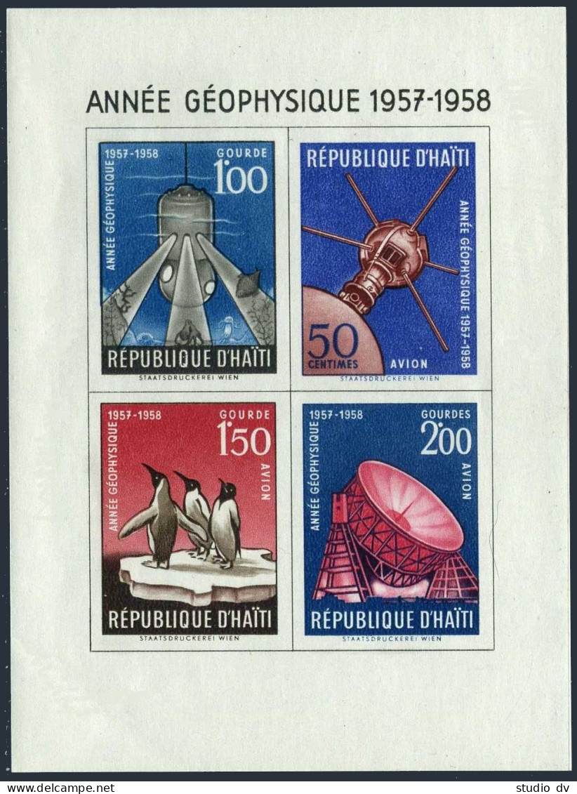 Hati 424-C121, C121a, MNH. Geophysical Year IGI-1957. US Satellite, Penguin. - Haiti