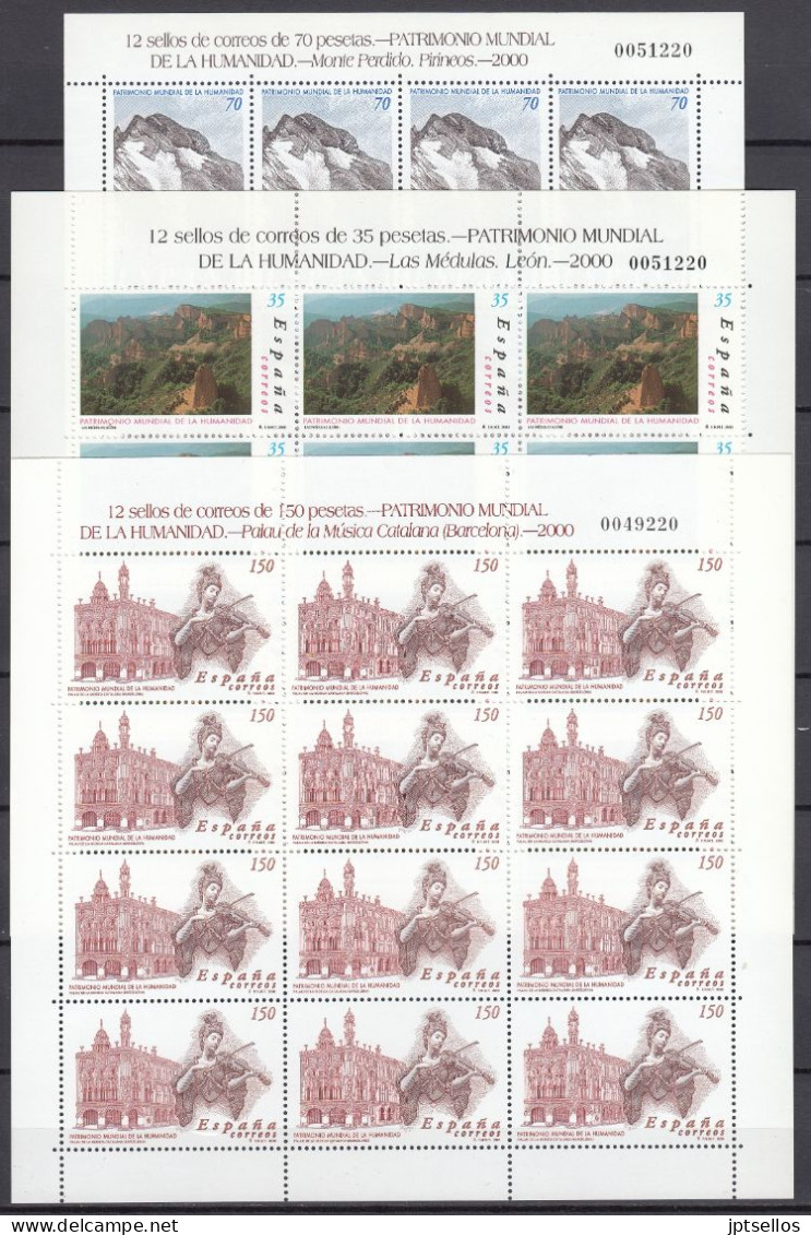 ESPAÑA 2000 Nº 3729/3731 X 12  M.P. 70/72 NUEVO - Unused Stamps
