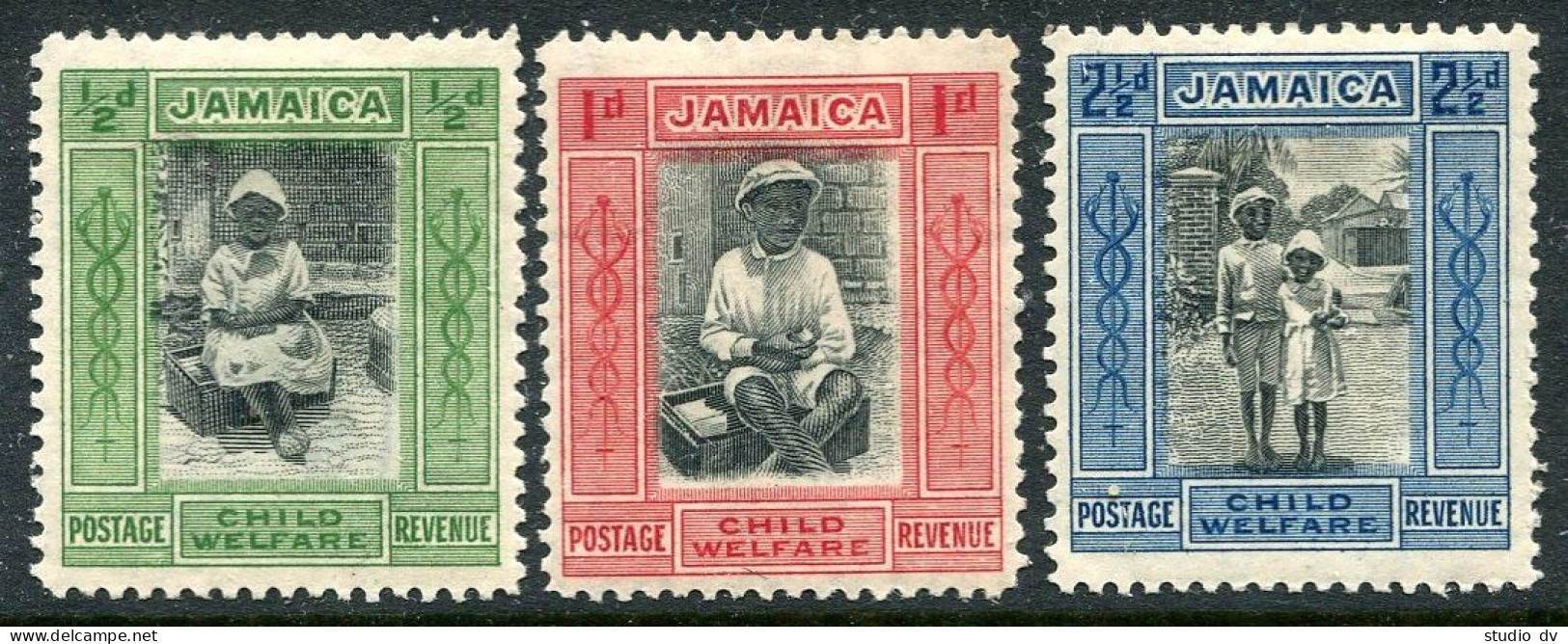 Jamaica B1-B3, Hinged. Child Saving League Of Jamaica, 1923. Native Girl, Boy. - Jamaique (1962-...)