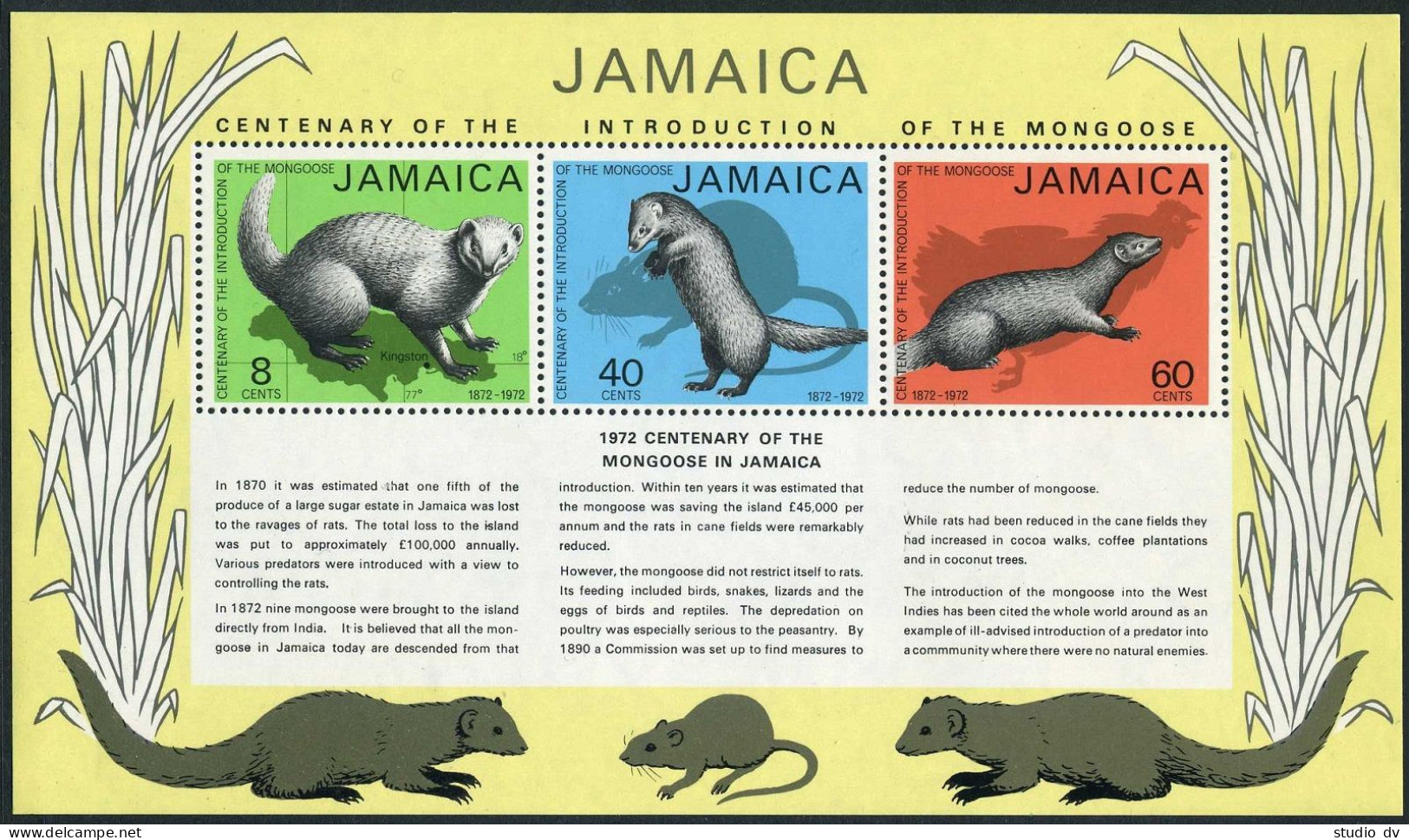 Jamaica 368a Sheet, MNH. Michel Bl.4. Introduction Of The Mongoose, 1972. - Jamaique (1962-...)