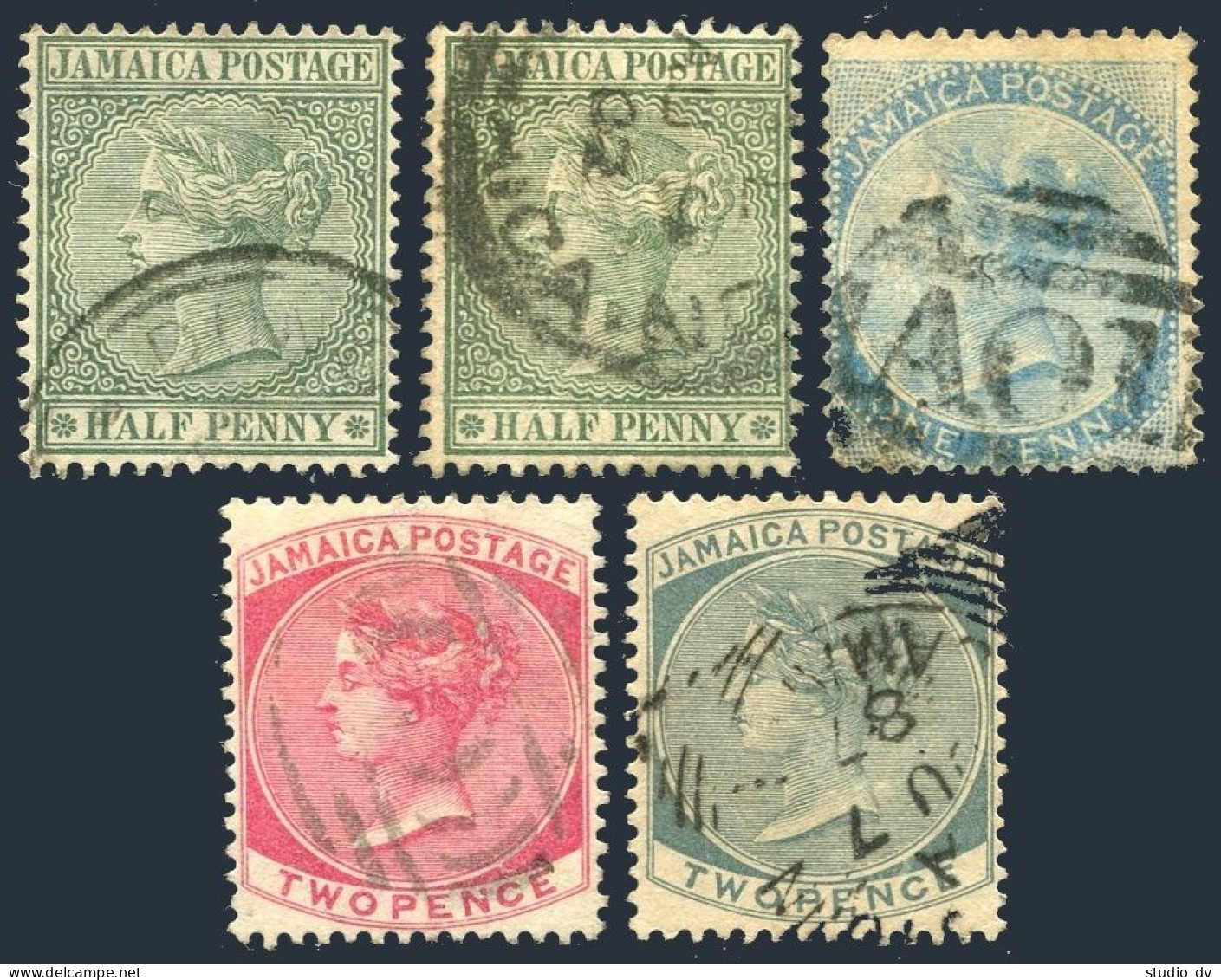 Jamaica 16-20 Wmk 2, Used. Michel 16, 19-21, 19a. Queen Victoria, 1883-1885. - Jamaica (1962-...)