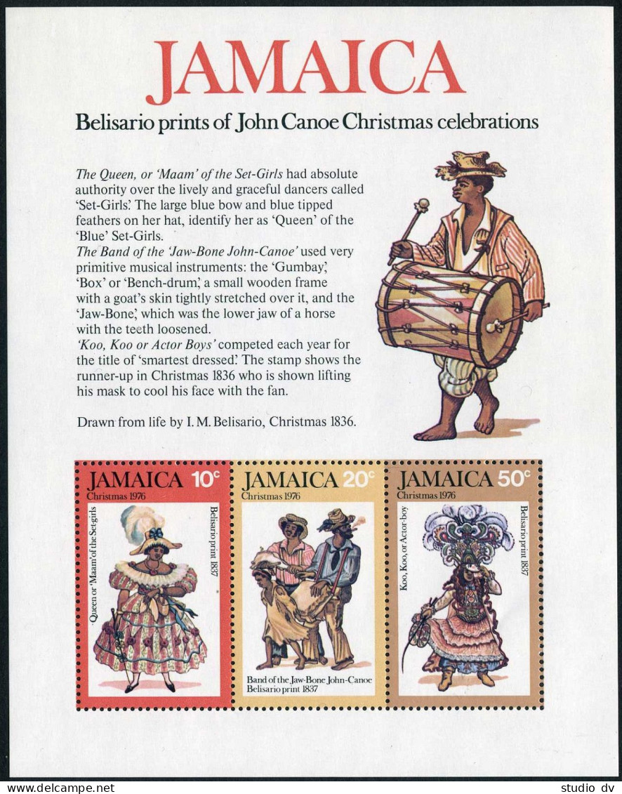 Jamaica 418a Sheet, MNH. Michel Bl.10. Christmas 1976. Dance, Costumes. - Jamaique (1962-...)