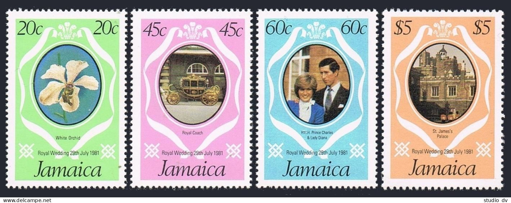 Jamaica 500-503,503a,MNH.Mi 504-507,Bl.17. Wedding,1981.Prince Charles-Diana. - Jamaica (1962-...)