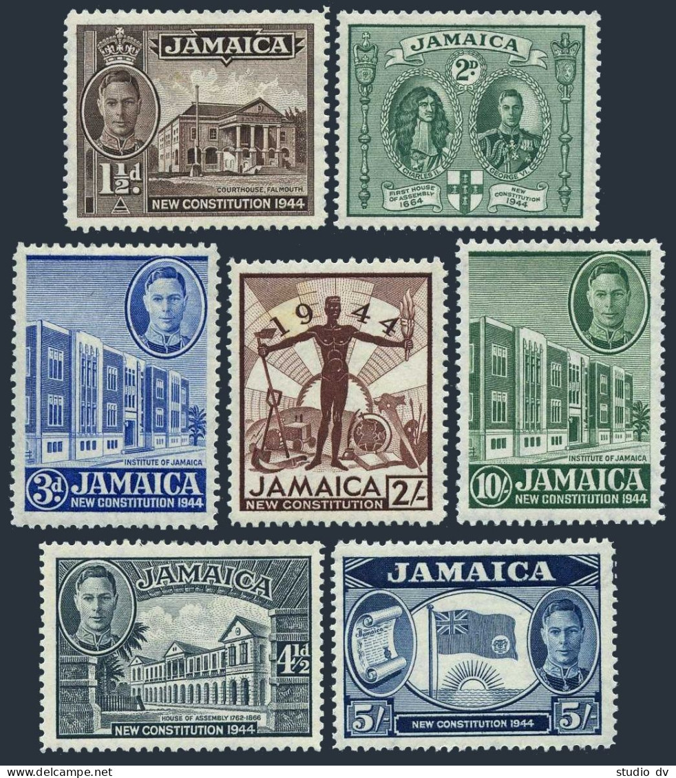 Jamaica 129-135, MNH. King George VI, New Constitution 1945. Courthouse,Falmouth - Jamaica (1962-...)