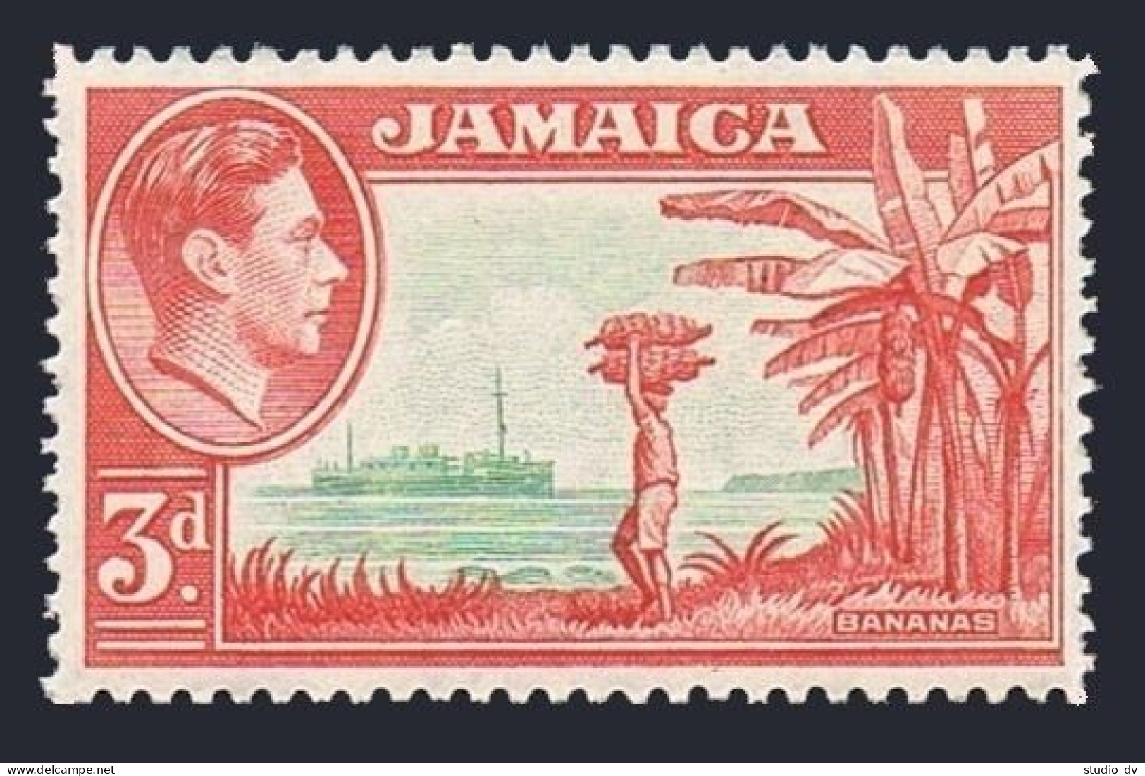 Jamaica 152, MNH. Michel 127. George VI, 1952. Bananas, Ship. - Jamaique (1962-...)