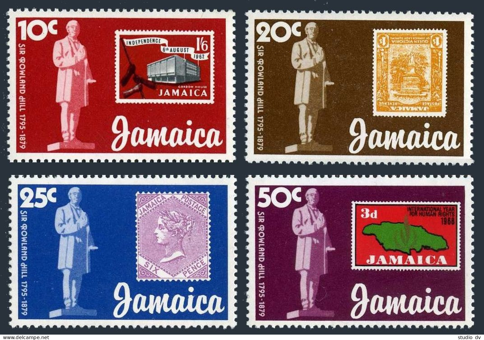 Jamaica 457-460,458a, MNH. Michel 458-461, Bl.15. Sir Rowland Hill, 1979.Stamps. - Jamaique (1962-...)