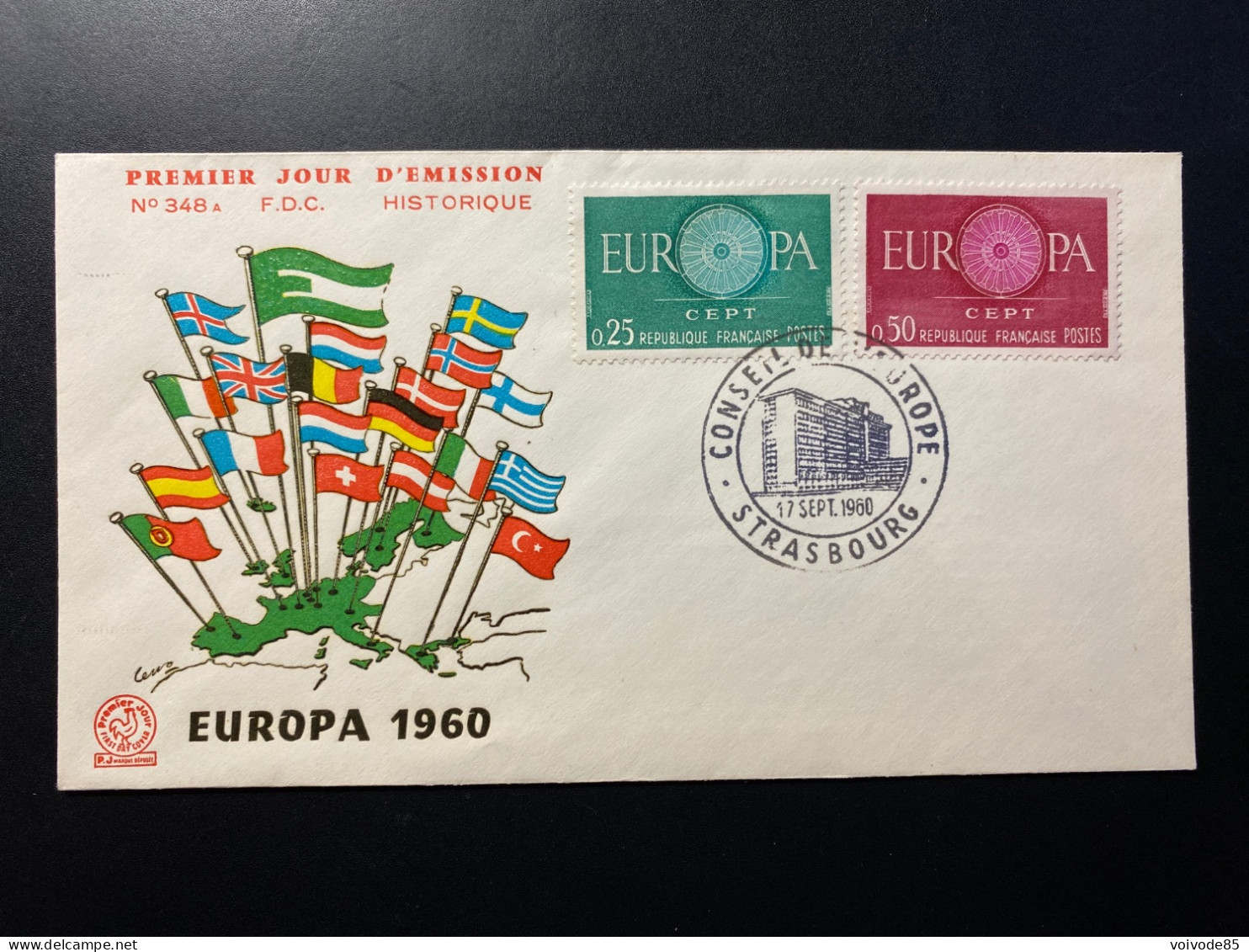 Enveloppe 1er Jour "EUROPA" - 17/09/1960 - 1266/1267 - Historique N° 348A - 1960-1969