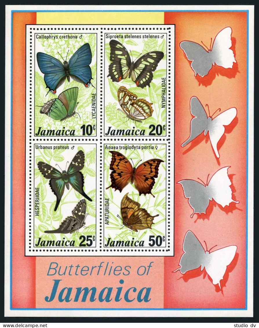 Jamaica 435-438,438a Sheet, MNH. Mi 435-438,Bl.13. Butterflies-1978. Callophrys, - Jamaique (1962-...)