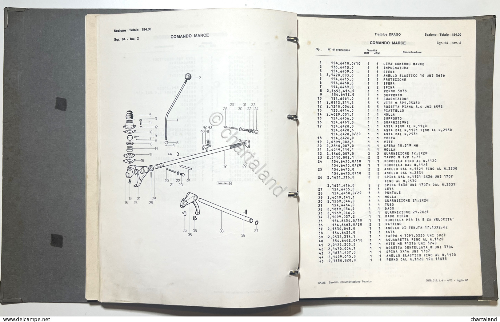 Catalogo Parti Di Ricambio Originali SAME Trattori - Drago - Ed. 1975 - Other & Unclassified