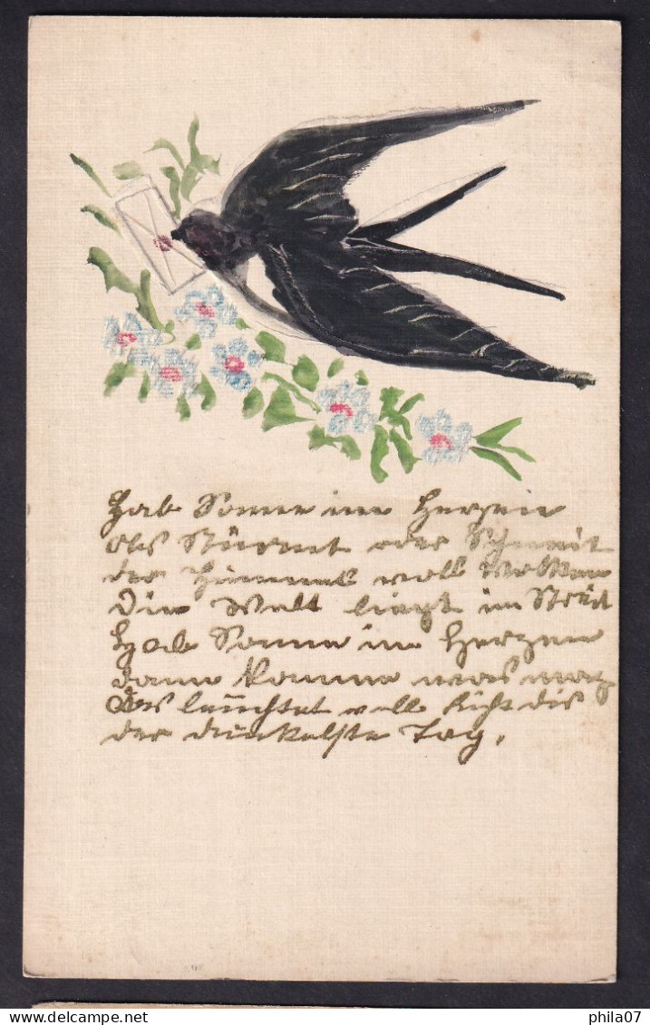 Swallow / Postcard Not Circulated, 2 Scans - Siluette