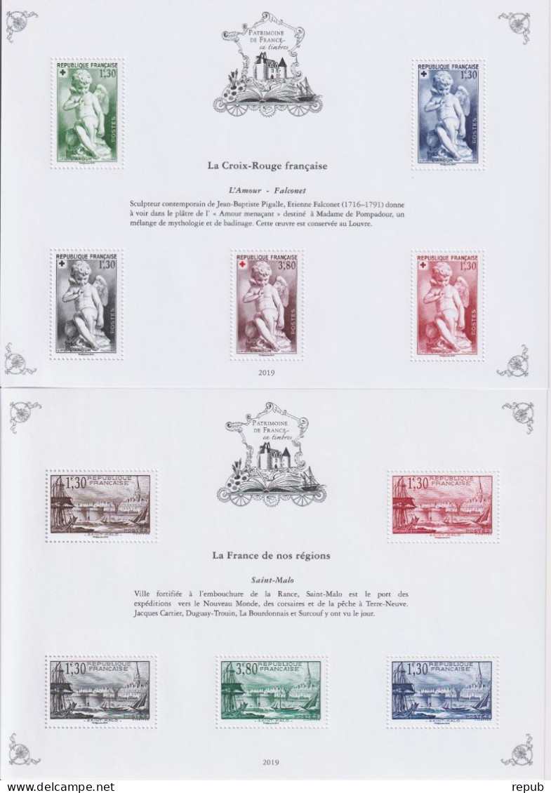 France Patrimoine 2019 Complet BS 1 à 10 + BS10A Neuf ** MNH - Ungebraucht