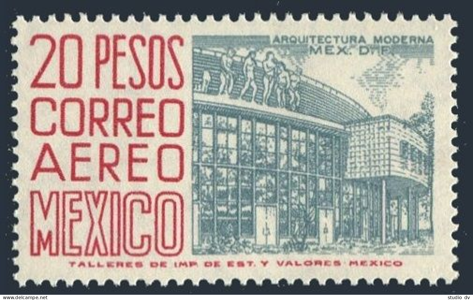 Mexico C268 Perf 14, MNH. Michel 1033-II-Cz. Modern Building, 1962. - Mexico