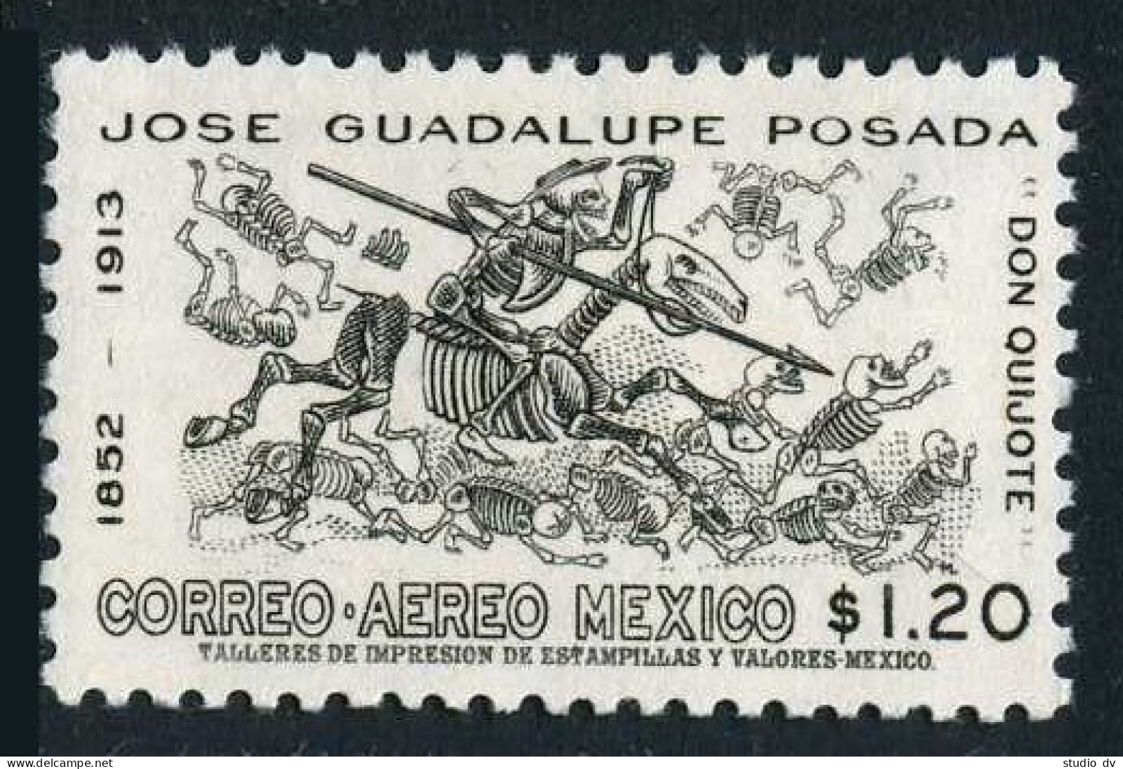 Mexico C278, MNH. Michel 1154. Jose Guadalupe Posada, Satirical Artist, 1963. - Mexico