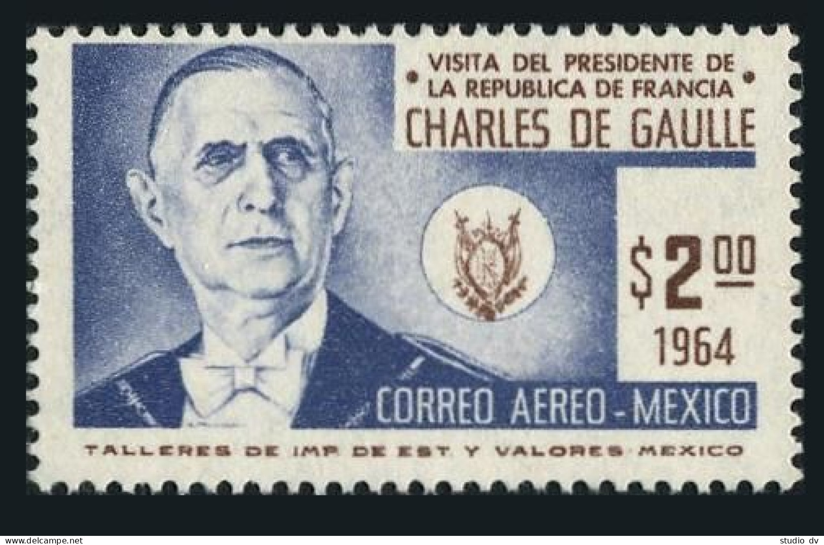 Mexico C281, MNH. Michel 1167. Visit Of President Charles De Gaulle,France,1964. - Mexico