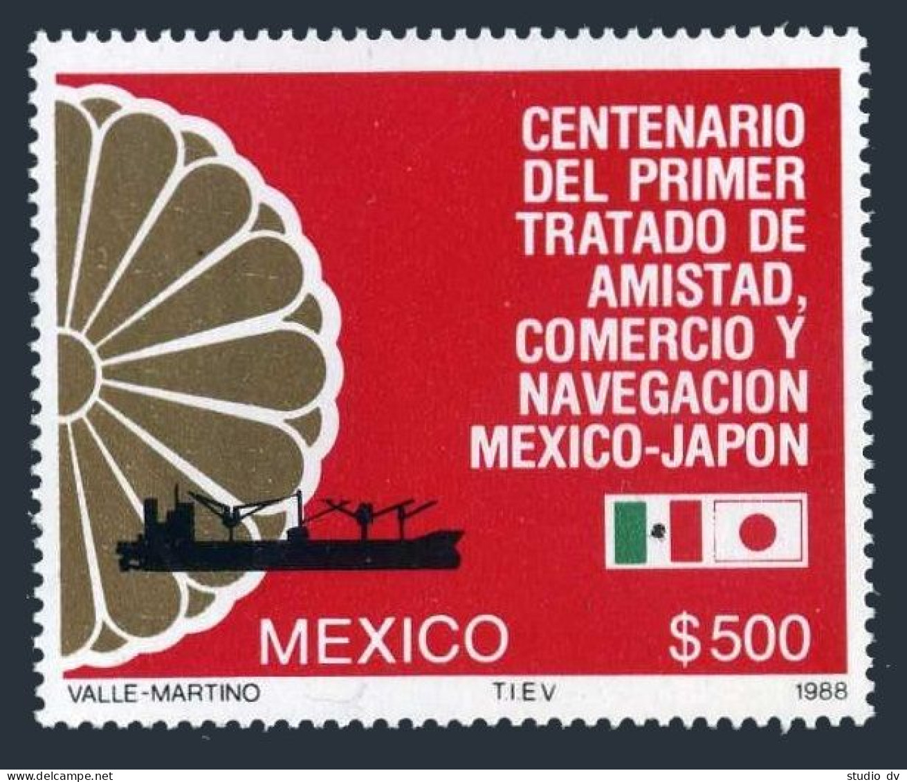 Mexico 1552 Block/4,MNH.Michel 2089. 1st Mexico-Japan Friendship.Ship,1988. - Mexico