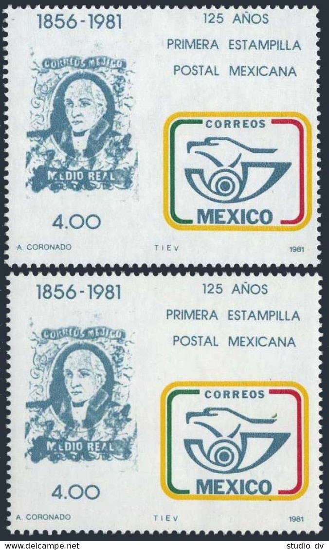 Mexico 1242,1242a WMK 300,MNH.Mi 1754X-1754Y. Mexican Stamps-125.Eagle,Horn,1981 - Messico