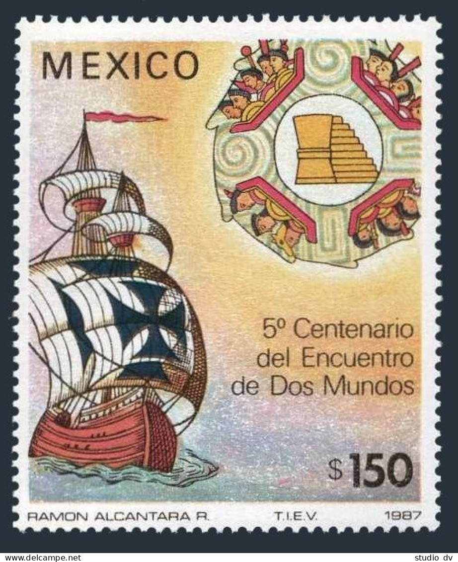 Mexico 1519,MNH.Michel 2040. Discovery Of America-500.Santa Maria.1987. - Mexique