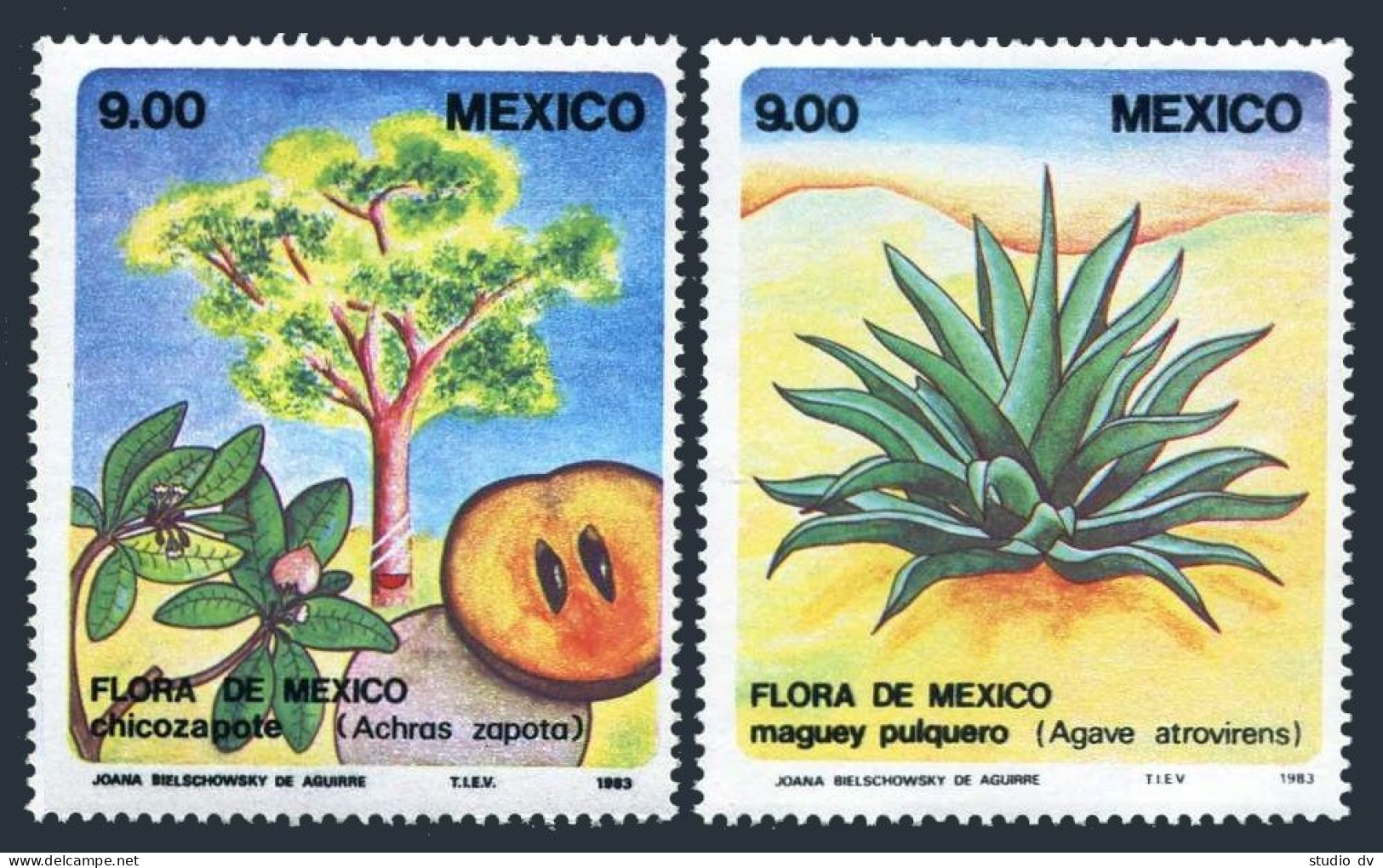 Mexico 1324-1327,MNH.Michel 1871-1874. Plants,Agave,Butterflies,Snake,1983. - Messico