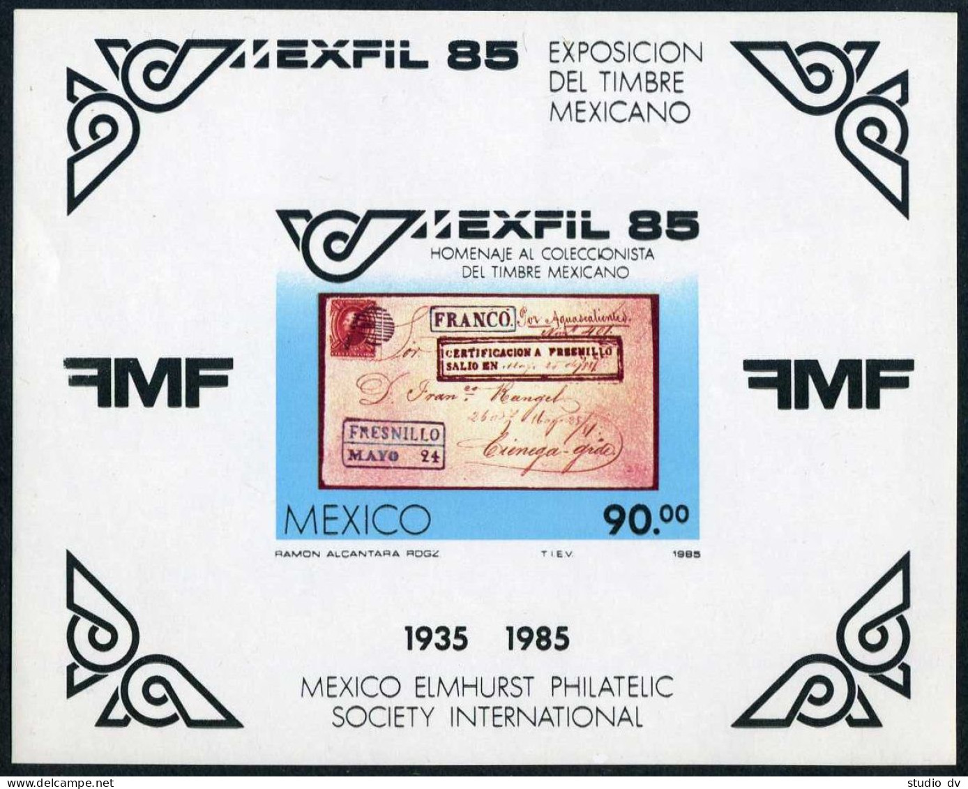 Mexico 1385, MNH. Michel 1932 Bl.28. MEXFIL-1985. Registered Letter. - Mexico