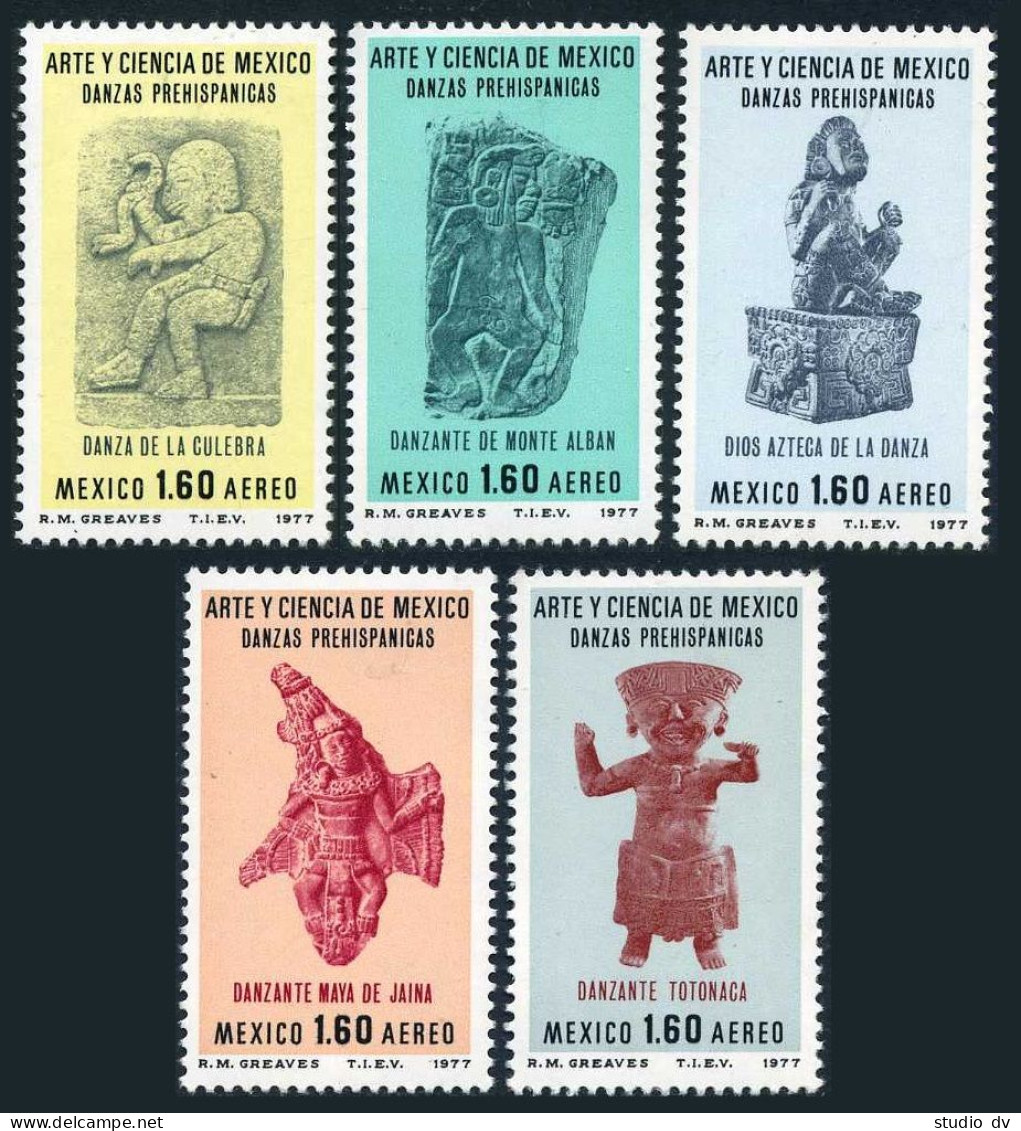 Mexico C548-C552, MNH. Mi 1569-1573. Arts 1977. Pre-Columbian Sculptures. Dancer - Mexico