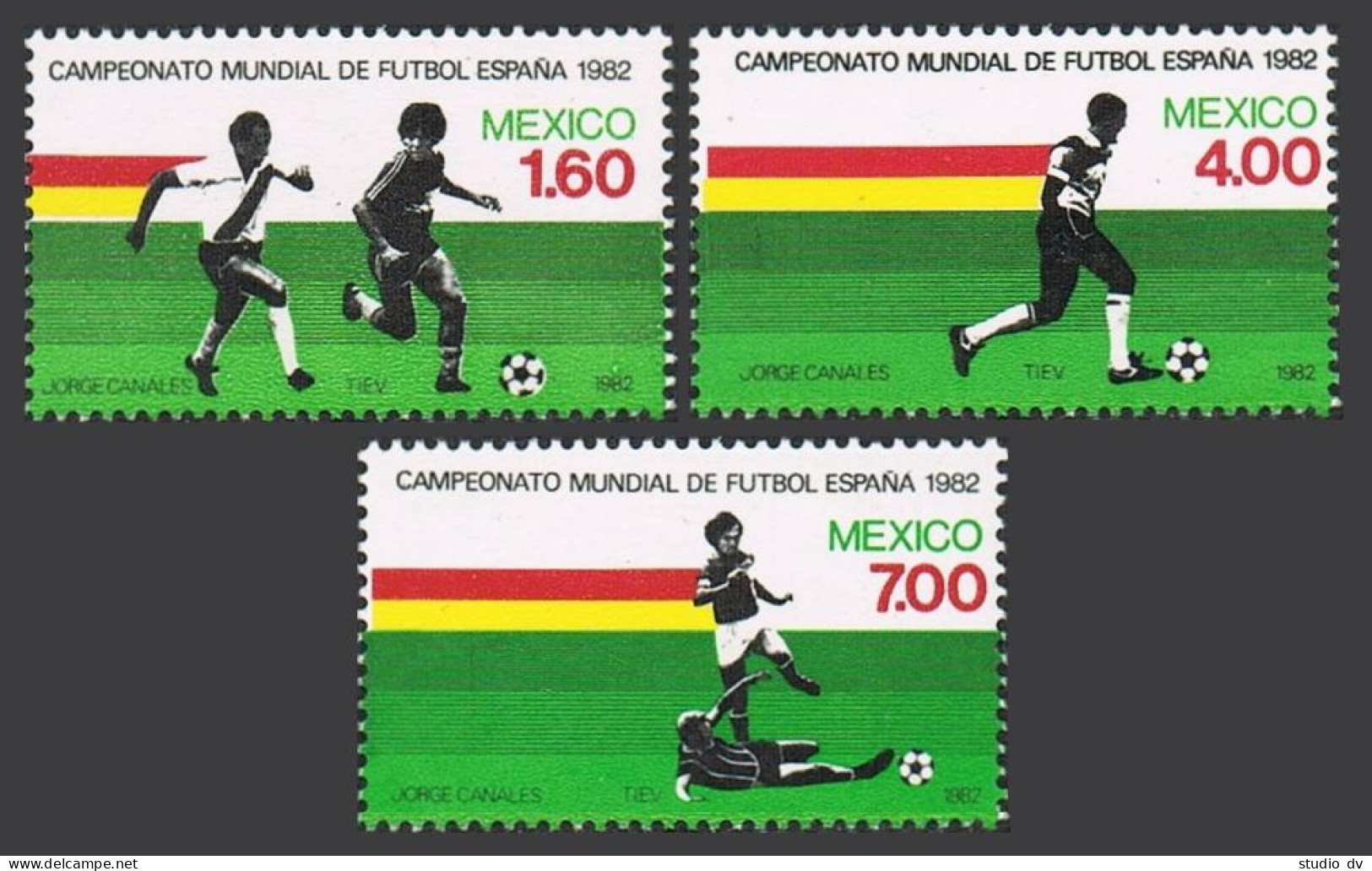 Mexico 1278-1280, MNH. Michel 1825-1827. World Soccer Cup Spain-1982. - Mexico