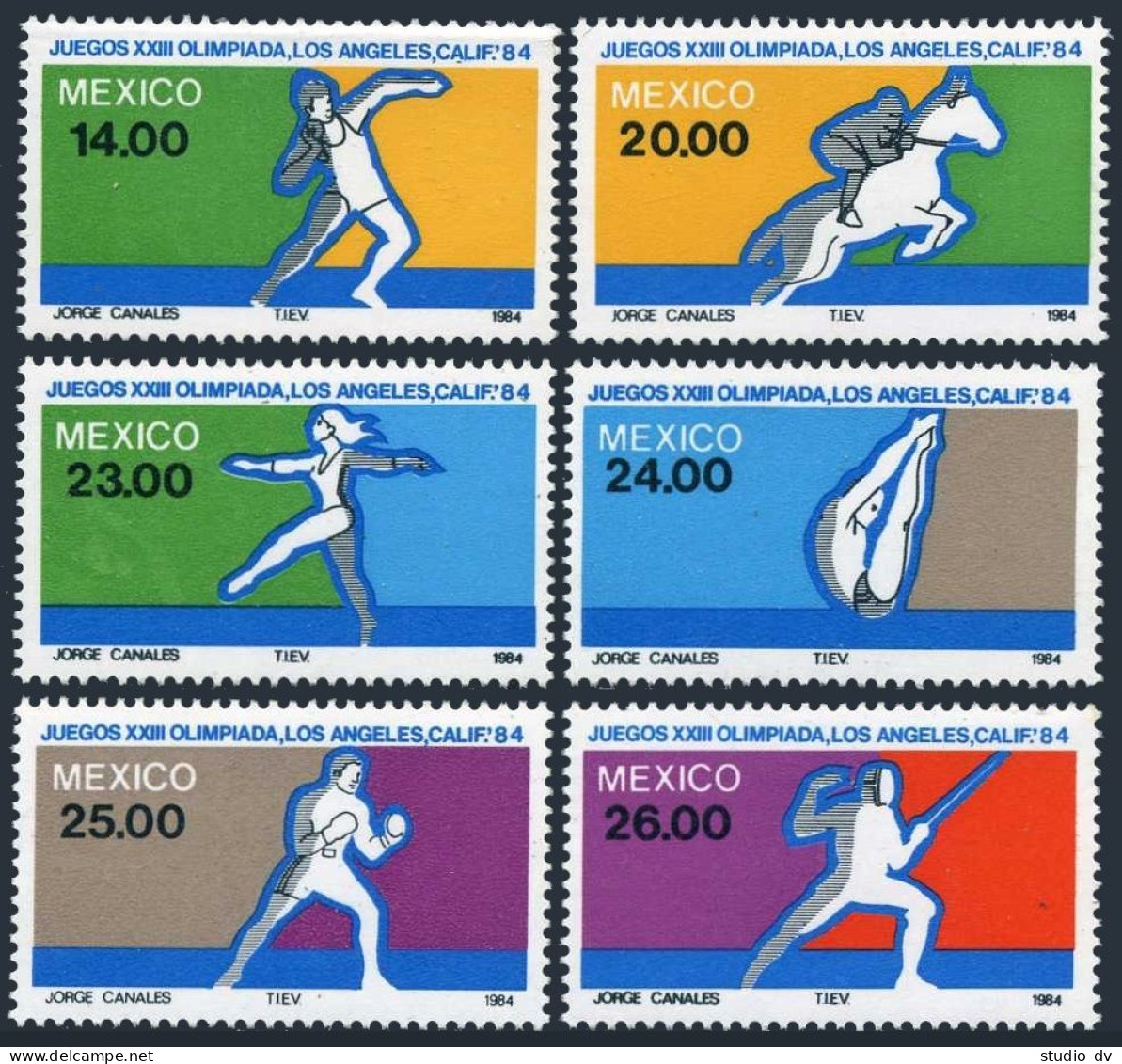 Mexico 1351-1356,MNH.Mi 1898-1903. Olympics Los Angeles-1984.Equestrian,Fencing, - Mexique