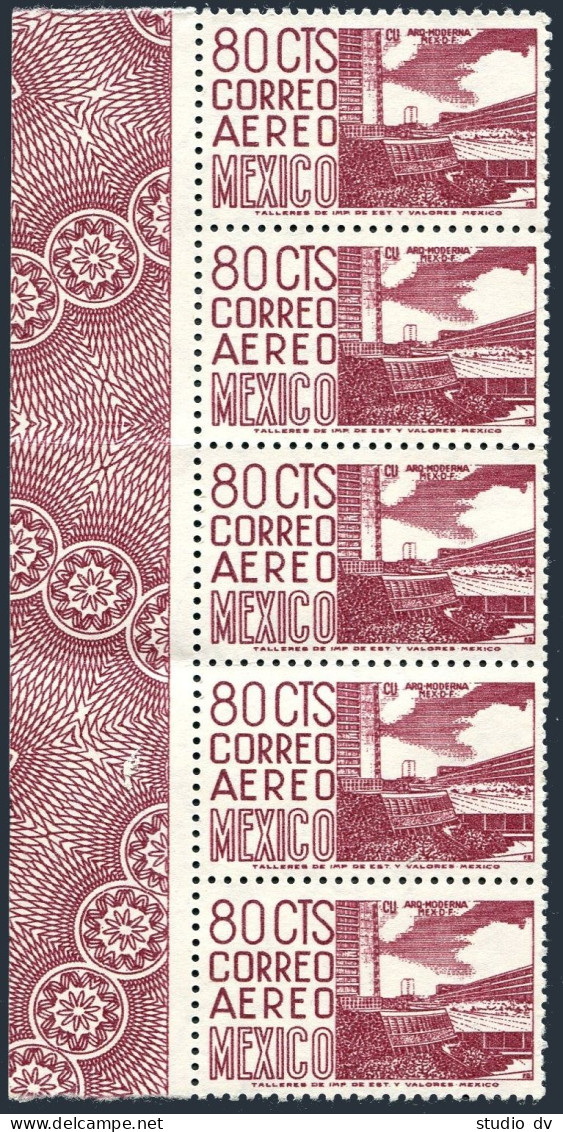 Mexico C266b Strip/5, MNH. Michel 1029-IIC. Mexico City University, 1963. - Mexico