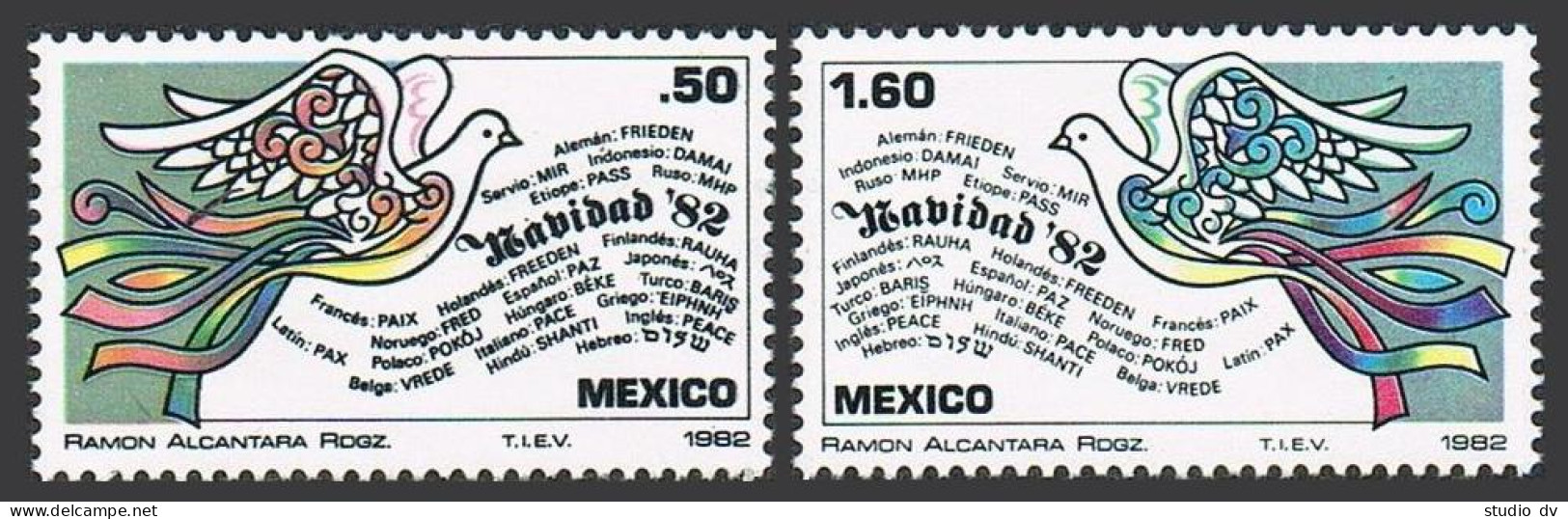 Mexico 1299-1300 Blocks/4, MNH. Michel 1846-1847. Christmas 1982. Doves. - Mexiko