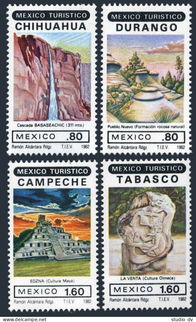 Mexico 1274-1277 Blocks/4,MNH. Mi 1821-1824. Tourism 1982. Chihuahua, Waterfalls - Mexico