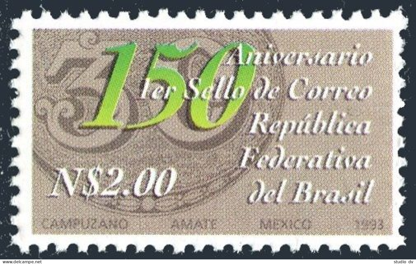 Mexico 1824, MNH. Michel 2351. 1st Postage Stamps Of Brazil, 150th Ann. 1993 - Mexique