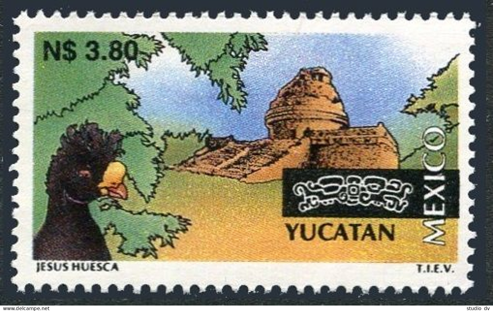 Mexico 1801, MNH. Michel 2496. Tourism 1995. Yucatan. Pyramid, Bird. - Mexique