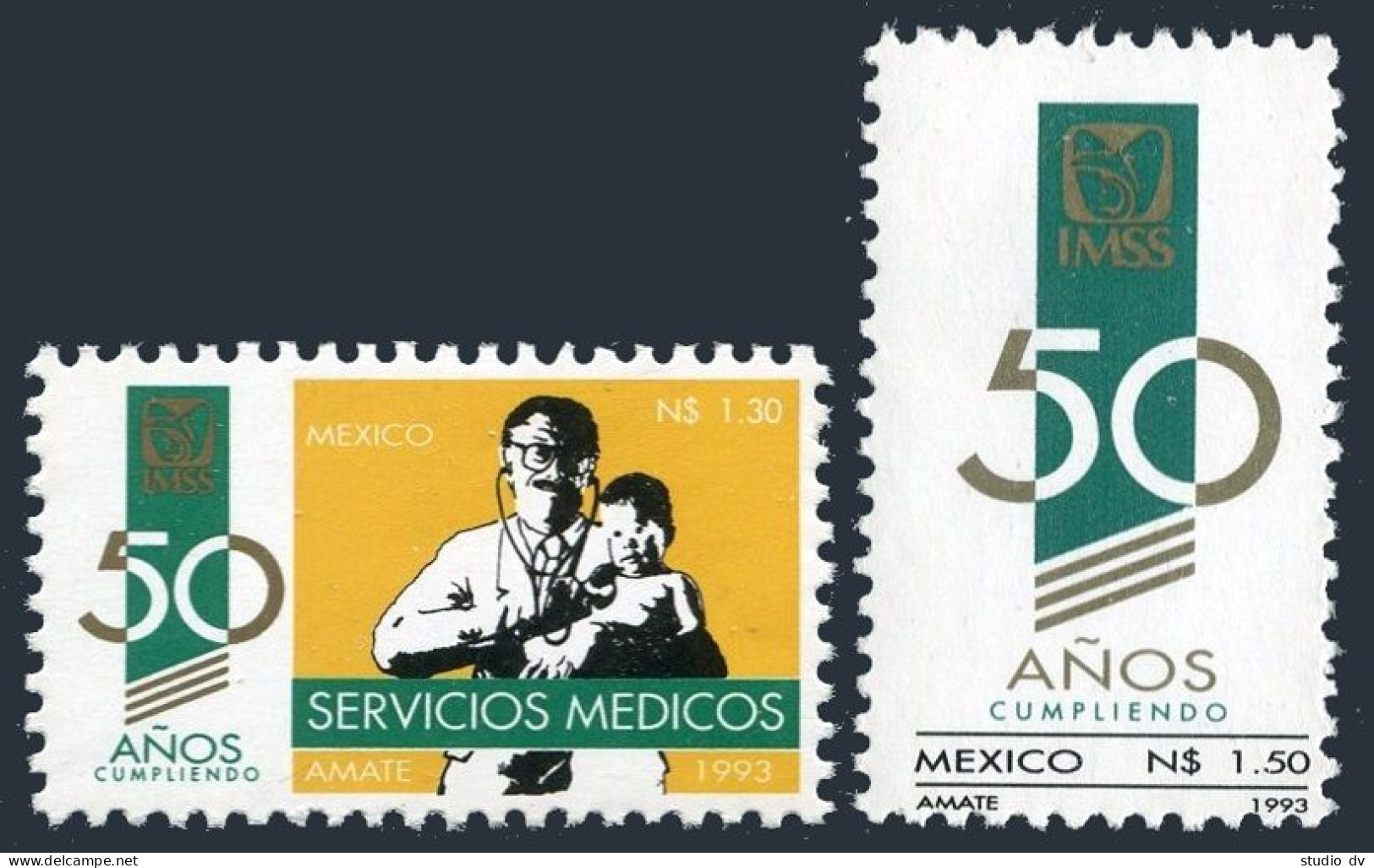 Mexico 1807, 1810, MNH. Mi 2327, 2334. Social Security, 50th Ann. 1993. Doctor. - Mexico