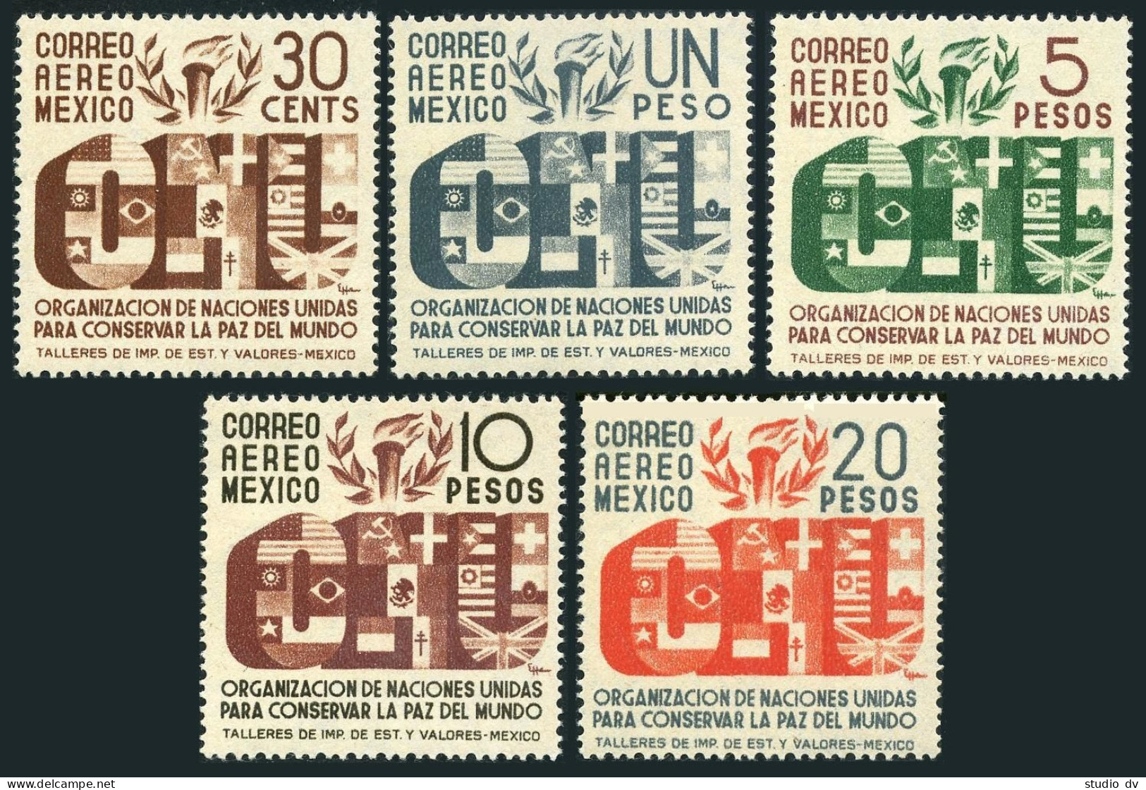 Mexico 813-818,C158-C162, MNH. Mi 899-909. UN Day,1946. Allegory Of World Peace. - Mexique