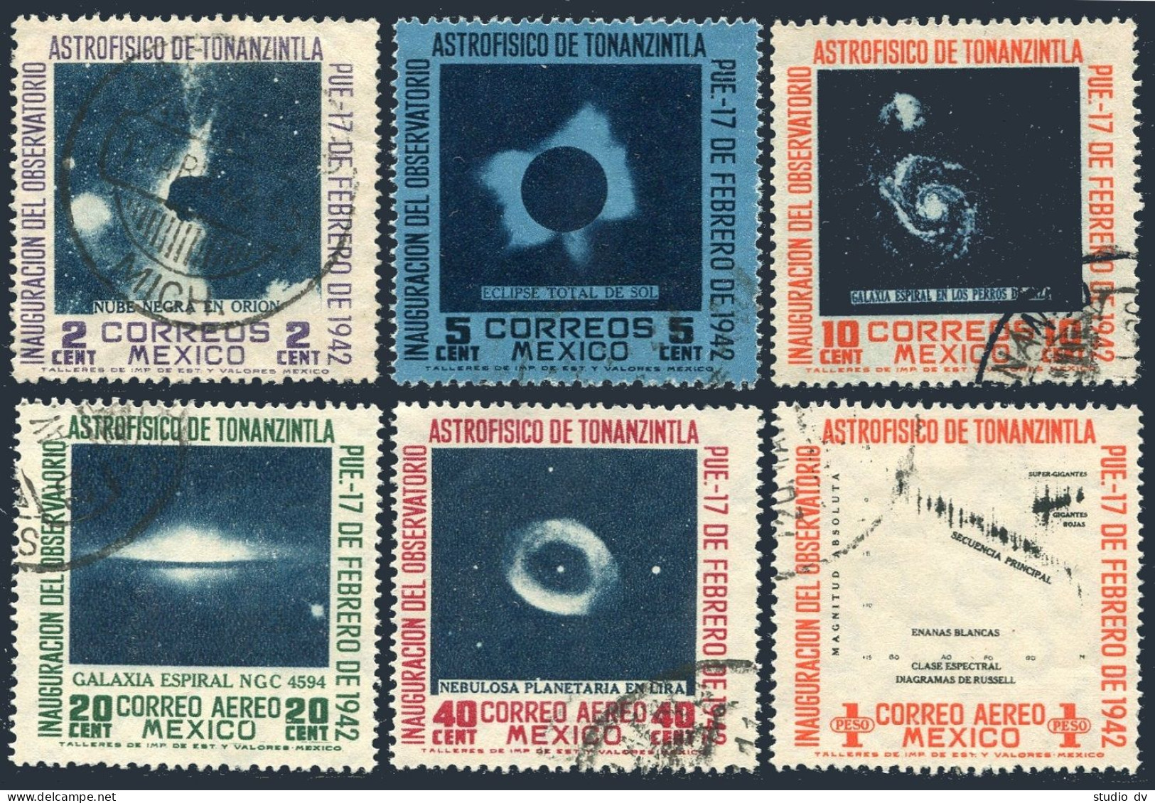 Mexico  774-776, C123-C125, Used. Michel 810-815. Astrophysics Congress, 1942. - Mexico