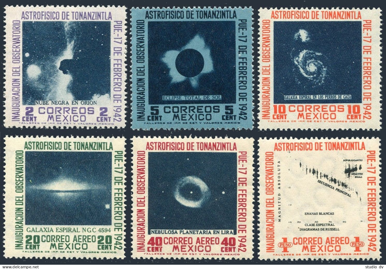 Mexico 774-776, C123-C125, MNH. Michel 810-815. Astrophysics Congress, 1942. - Messico