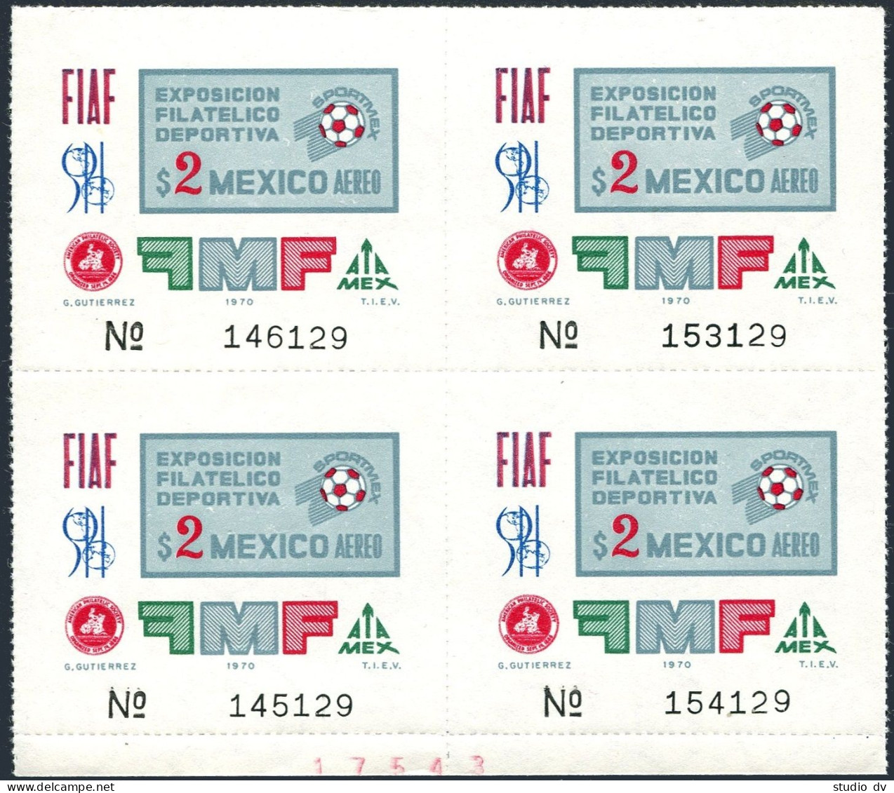 Mexico C374 Block/4, MNH. Mi 1330 Bl.20. SPORTMEX-1970. World Soccer Cup 1970. - Mexico