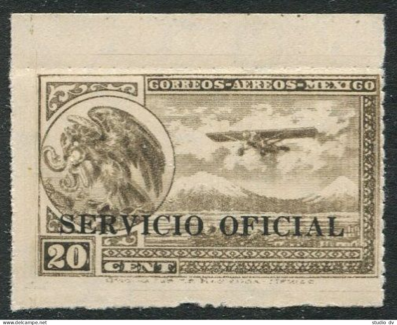 Mexico CO24, MNH. Michel D182. Air Post Official 1932. Coat Of Arms, Plane. - Messico