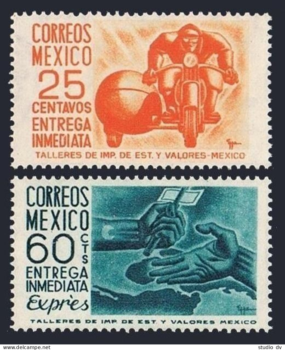 Mexico E14-E15 Blocks/4, MNH. Special Delivery 1954. Messenger, Hands, Letters. - Messico