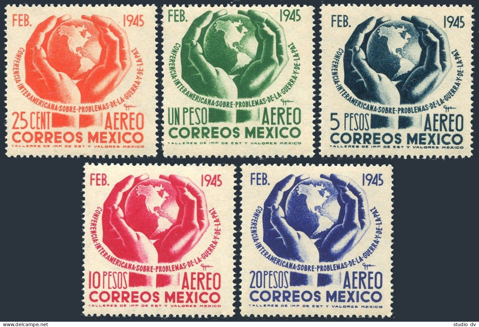 Mexico C143-C147, MNH. Michel 872-876. Inter-American Conference, Air Post 1945. - Mexico