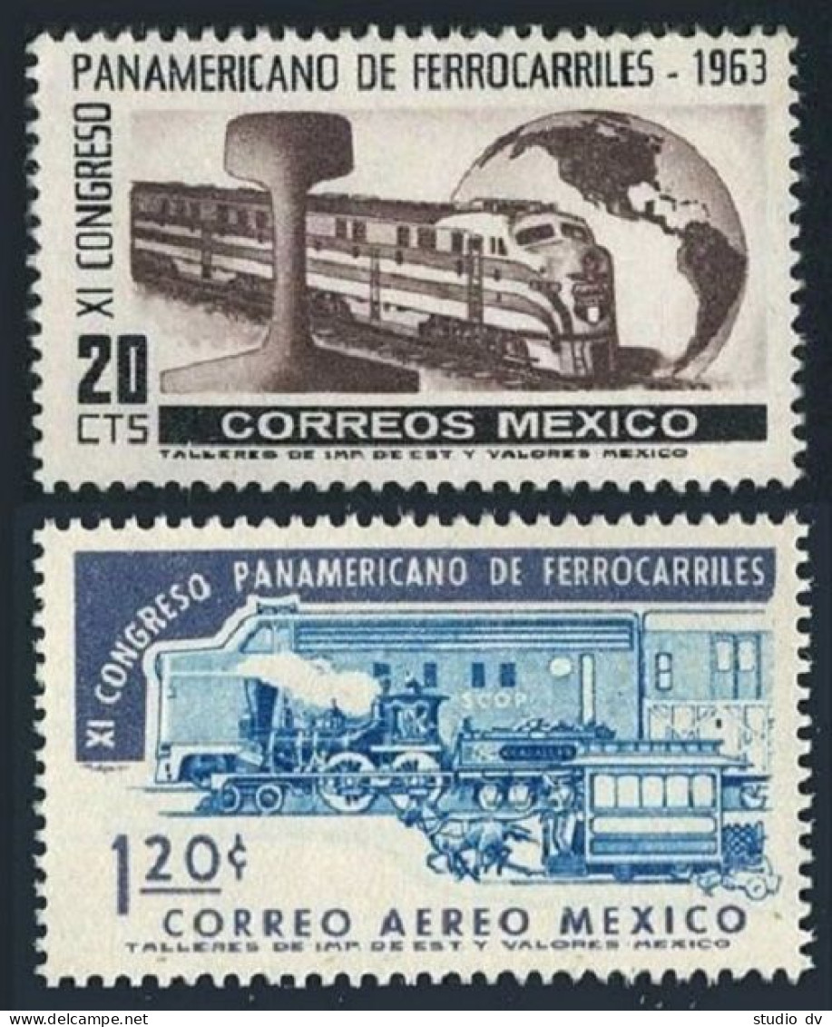 Mexico 942, C279, MNH. Mi 1156-1157. 11th Pan-American Railroad Congress, 1963.  - Messico